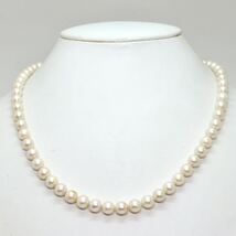 高品質!!●アコヤ本真珠ネックレス●d 25.5g 44cm 6.0-6.5mm珠 パール pearl necklaces silver ジュエリー DG0/EA0_画像2