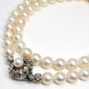●アコヤ本真珠ネックレス●d 36.8g 50cm 7.0-7.5mm珠 パール pearl necklaces silver ジュエリー DH0/EA8