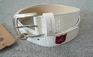 ★新品★iliac golf イリアック ゴルフ 本革 レザー ベルト メンズ　男子ゴルフ croco belt 36インチ ホワイト　サイズ調整可能バックル付