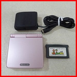 ☆動作品 GBASP ゲームボーイアドバンスSP パールピンク 本体 AGS-001 + ソフト マリオ＆ルイージRPG まとめてセット 任天堂 Nintendo【10