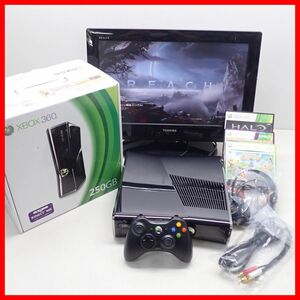 動作品 XBOX360S 本体 Model 1439 250GB + HALO REACH 等 ソフト3本 まとめてセット Microsoft マイクロソフト 箱付【20