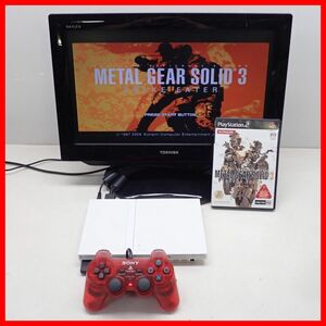 動作品 PS2 プレステ2 薄型 本体 SCPH-77000 セラミック・ホワイト + メタル ギア ソリッド 3 まとめてセット PlayStation2 SONY【10