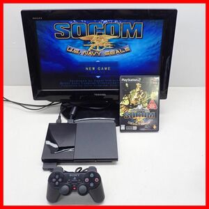 動作品 PS2 プレステ2 薄型 本体 SCPH-90000 チャコール・ブラック + SOCOM: U.S. NAVY SEALs まとめてセット PlayStation2 SONY【10