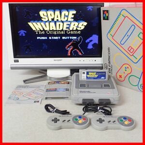 ☆動作品 SFC スーファミ 本体 SHVC-001 箱説付 + スペースインベーダー 等 ソフト3本 まとめてセット Nintendo 任天堂【20