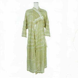 マメクロゴウチ Mame Kurogouchi 21SS Floral Watermark Wrap-Front Knitted Dress 花柄ラップ ニットドレス カーディガン 1 イエロー