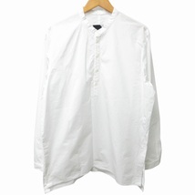 エイトン ATON 美品 近年モデル SUVIN BROAD バンドカラーシャツ ヘンリーネック サイドスリット 長袖 白 ホワイト 4 約XL 1113 メンズ_画像1
