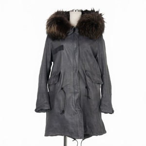 sisisissi fur attaching leather Mod's Coat fish tail parka XXS gray lady's 