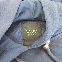 ガウディ ジーンズ GAUDI JEANS 美品 パーカー プルオーバー ロゴ ストーン ビジュー カットオフ ネイビー 紺 S 1115 レディース_画像7