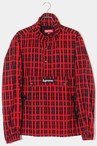 18AW Supreme シュプリーム SIZE:M Nylon Plaid Pullover ナイロン チェックプルオーバー RED レッド /● メンズ