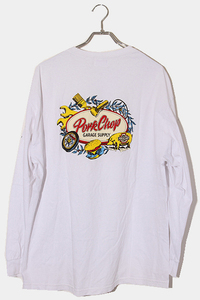 2022AW PORKCHOP GARAGE SUPPLY ポークチョップ SIZE:XL OVAL&STUFF L/S TEE プリント 長袖Tシャツ WHITE ホワイト メンズ