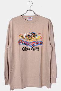 L 未使用品 2023AW PORKCHOP GARAGE SUPPLY ポークチョップ ガレージサプライ WILD PORK L/S TEE プリント 長袖Tシャツ SAND サンド /■In2