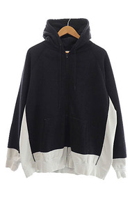 SEQUEL シークエル 20AW ZIP HOODIE バイカラー ジップアップ フーディー パーカー SQ-20AW-HD01 L 黒 灰 ブラック グレー ● 231112 メン