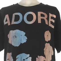 シメオン ファラー simeon farrar ロングTシャツ ワンピース ひざ丈 半袖 プリント ADORE 花柄 クルーネック コットン 黒 ブラック S_画像4