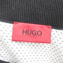 ヒューゴボス HUGO BOSS ニットジャケット ジップアップ スタンドカラー 綿 黒 白 ブラック ホワイト S メンズ_画像3