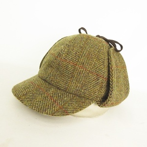 ハリスツイード Harris Tweed × KASZKIET カシュケット ディアストーカー ホームズ帽 鹿撃ち帽 帽子 耳あて付き 59 大きいサイズ