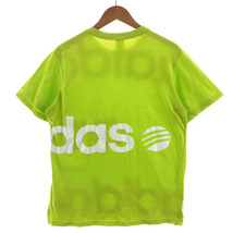 アディダス adidas Ｔシャツ 丸首 半袖 ロゴプリント コットン グリーン系 黄緑 ホワイト 白 M メンズ_画像6
