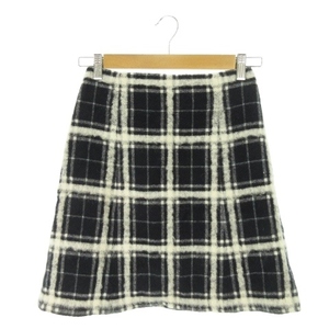 noelaNoela skirt tight Mini wool nappy thick check total pattern S navy blue navy /AH4 * lady's 