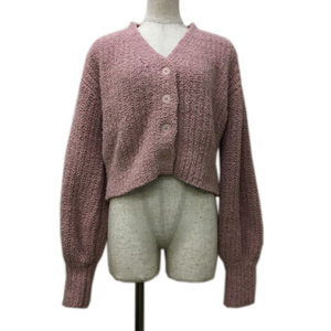  Olive des Olive OLIVE des OLIVE cardigan knitted V neck boa .... short long sleeve F Pink Lady -s