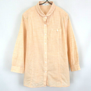  Golden Bear GOLDEN BEAR border linen. cotton shirt 7 minute sleeve orange series L lady's 