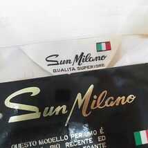 未使用品 Sun Milano チェーン柄 長袖 シャツ 絹 シルク L 白系 オフホワイト 胸ポケット タグ付 メンズ_画像3