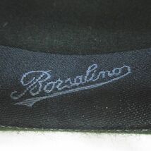 ボルサリーノ Borsalino ハット 帽子 56 緑系 グリーン イタリア製 刺繍 ロゴ 文字 メンズ_画像9