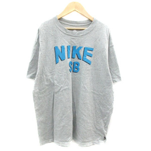 ナイキ エスビー NIKE SB Tシャツ カットソー 半袖 ロゴプリント 大きいサイズ XL グレー /YM26 メンズ