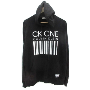 カルバンクライン CALVIN KLEIN CK ONE パーカー プルオーバー 長袖 プリント M ブラック 黒 /YM11 メンズ