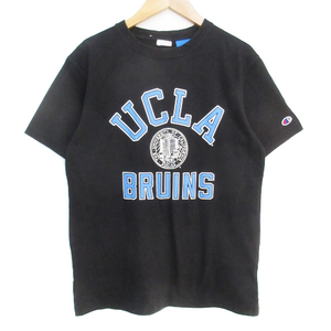 チャンピオン CHAMPION ユーシーエルエー UCLA Tシャツ カットソー 半袖 クルーネック ロゴプリント ロゴ刺? M 黒 ブラック /FF30 メンズ