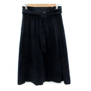  Natural Beauty NATURAL BEAUTY flair skirt mi leak height belt attaching 38 navy blue navy /HO30 lady's 