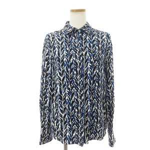  Balenciaga BALENCIAGA shirt blouse long sleeve ratio wing tailoring total pattern rayon blue blue series 38 XS rank lady's 