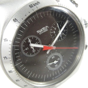 スウォッチ ヴィンテージ 99年モデル アイロニー 腕時計 アナログ クオーツ クロノグラフ アルミニウム 文字盤 黒 ブラック ■SM1 メンズの画像3