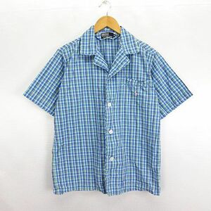 ポロ バイ ラルフローレン Polo by Ralph Lauren パジャマ シャツ 半袖 チェック ロゴ コットン S ブルー系 ※EKM メンズ