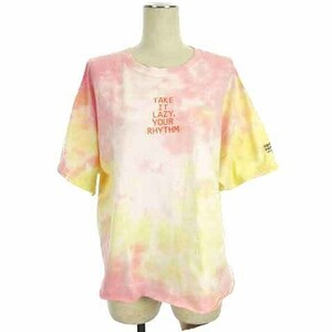 ザデイオンザビーチ THE DAY ON THE BEACH Tシャツ カットソー 半袖 タイダイ柄 コットン ピンク F レディース