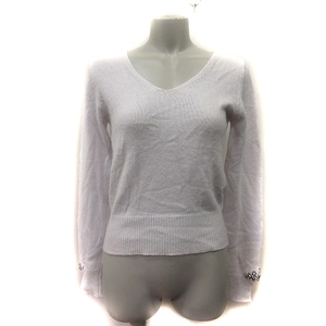  Laisse Passe LAISSE PASSE knitted sweater V neck long sleeve nylon Anne gola.biju-38 white white /YI lady's 