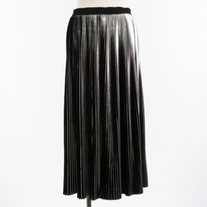  Agnes B agnes b. аккордеон юбка в складку длинный легкий металлик черный серебряный цвет 2 низ женский 