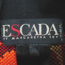 エスカーダ ESCADA 長袖 カーディガン 厚手 ニットジャケット 38 マルチカラー ロゴ 文字 ポケット 毛 ウール レディース_画像3