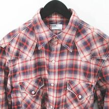 リーバイス レッドタブ Levi's RED TAB チェック柄 長袖 シャツ L 赤系 レッド 胸ポケット スナップボタン 綿 コットン メンズ_画像4