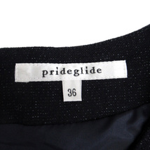 プライドグライド prideglide ワンピース ミニ丈 半袖 ラウンドネック チェック柄 ツイード ウール 36 マルチカラー 紺 レディース_画像4