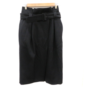  La Totalite La TOTALITE tight skirt long height slit waist belt attaching wool .38 black black /YK11 lady's 