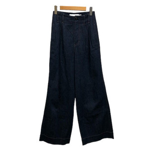  Le Ciel Bleu LE CIEL BLEU pants Denim jeans strut tuck cotton plain long height 34 indigo blue tea Brown lady's 
