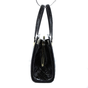 GINO TROMBA クロコダイル ハンドバッグ わに革 光沢 装飾金具 JRA 黒 ブラック レディースの画像2