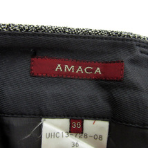 アマカ AMACA クロップドパンツ 七分丈 ロールアップ ウール シルク混 36 グレー /YS7 レディース_画像5
