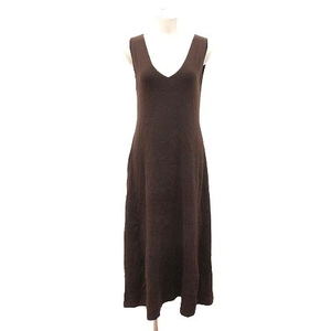  Moussy moussy knitted One-piece long no sleeve V neck F tea Brown /CT lady's 