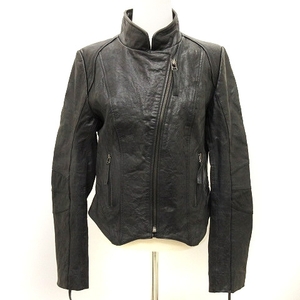 priscilla bus D'OR rider's jacket sheepskin sheep leather Zip up plain leather single black black 38 XS rank outer reti-
