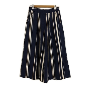  As Know As as know as pants wide gaucho cropped pants stripe navy blue beige navy lady's 