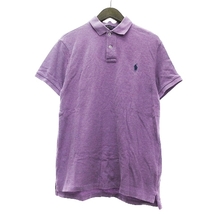ポロ ラルフローレン ポロシャツ CUSTOM SLIM FIT カスタムスリムフィット 半袖 ロゴ刺繍 綿 100% 紫 パープル M ■SM1 メンズ_画像1