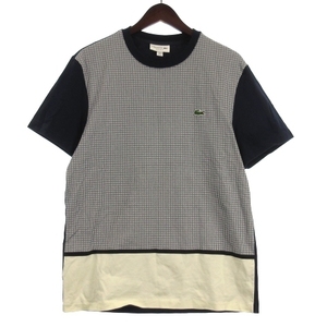 ラコステ LACOSTE Tシャツ カットソー 半袖 切替 チェック ネイビー M メンズ