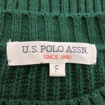 ユーエスポロアッスン U.S.POLO ASSN. ニット セーター クルーネック 長袖 オーバーサイズ ショート丈 ロゴ刺繍 F 緑 グリーン_画像6