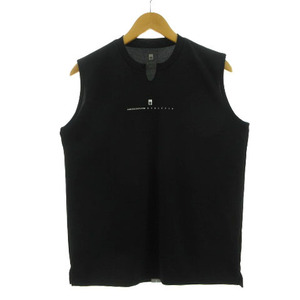 デサント DESCENTE Tシャツ スリットネック 立体ロゴ ノースリーブ メッシュ 速乾 ブラック 黒 O メンズ