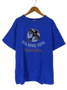 バズリクソンズ BUZZ RICKSON’S Tシャツ カットソー 半袖 クルーネック プリント 青 ブルー L QQQ メンズ
